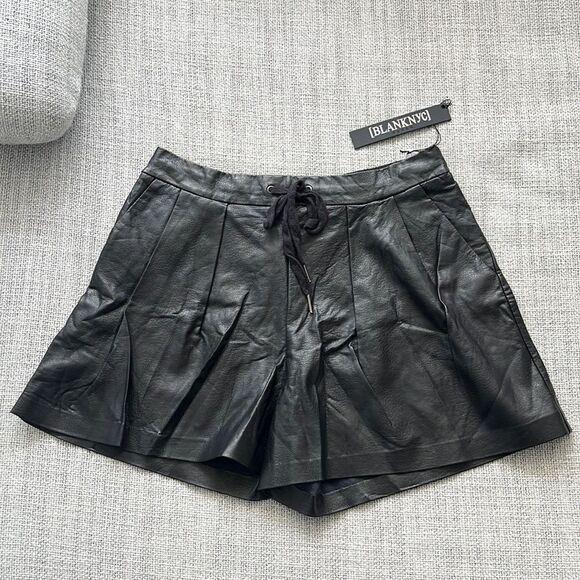 Blank NYC Shorts Womens Large Black Rocky Vegan‎ Leather - Picture 1 of 8